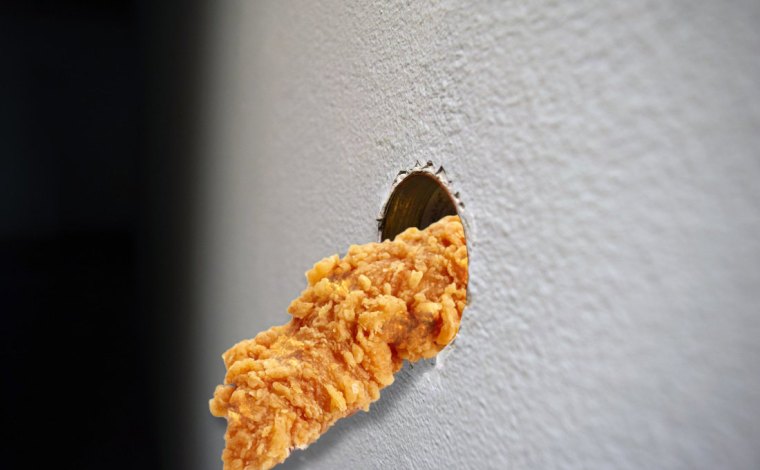 Návštěvníci toalet fastfoodu znepokojeni. Neznámý úchyl jim skrz glory hole strká kuřecí stripsy